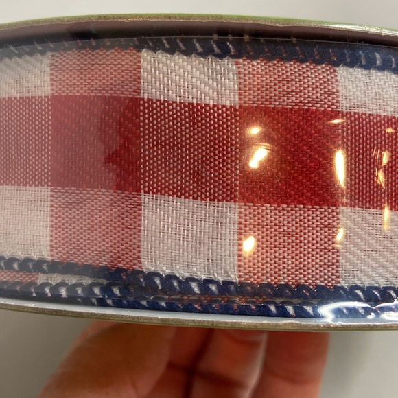 Members Mark Red & White Buffalo Plaid with Blue stitched edge Wired Ribbon. - Picture 6 of 6